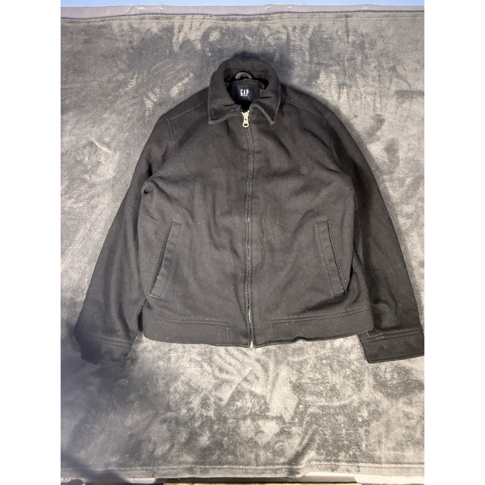 Vintage Gap Wool Deck Coat y2k Harrington Jacket Small men's black quilted Sz M